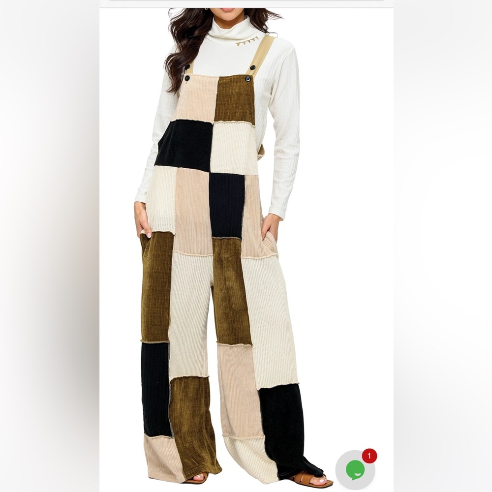 Yak & Yeti Natural Multi Overall Cozy Colorblock Knit Patchwork. Various Sizing. - Picture 2 of 3